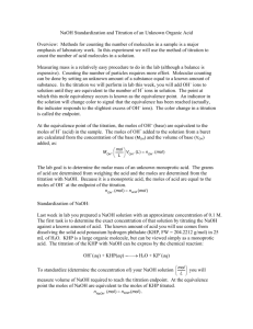 NaOH Standardization and Titration of an Unknown Organic Acid