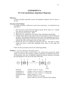 EXPERIMENT 6 Per Unit calculations, Impedance Diagrams