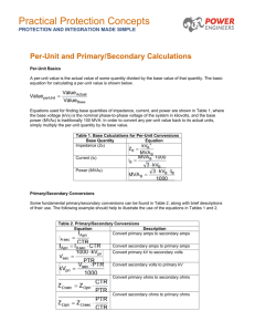 Per-Unit and Primary/Secondary Calculations