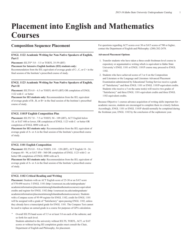 PDF of this page Idaho State University Catalog