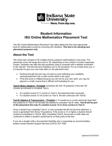 Student Information ISU Online Mathematics Placement Test