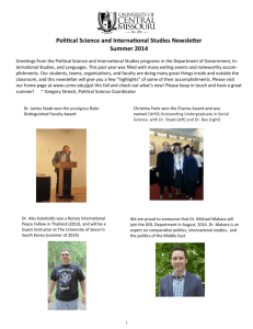 Political Science and International Studies Newsletter Summer 2014