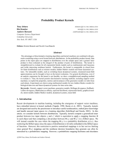 Probability Product Kernels - Journal of Machine Learning Research