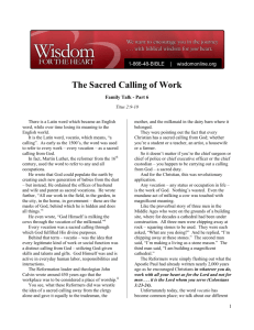 The Sacred Calling of Work