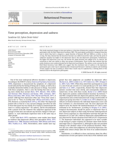 Behavioural Processes Time perception, depression and sadness