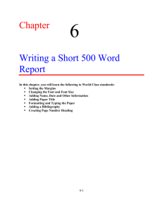Chapter Writing a Short 500 Word Report