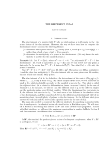THE DIFFERENT IDEAL 1. Introduction The discriminant of a