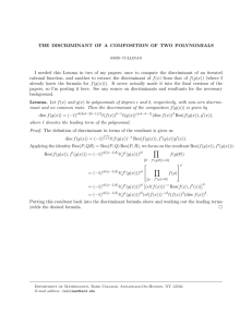 THE DISCRIMINANT OF A COMPOSITION OF TWO