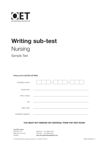 Writing Nursing Sample Test 2