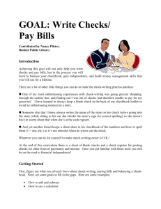 GOAL: Write Checks/ Pay Bills - California Library Literacy Services