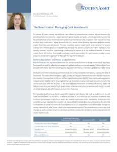 The New Frontier: Managing Cash Investments