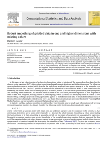 Robust smoothing of gridded data in one and higher dimensions