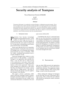 Security analysis of Teampass