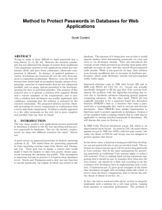 Method to Protect Passwords in Databases for Web Applications