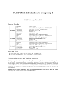 COMP-202B: Introduction to Computing 1