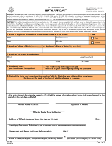 Form DS-10: Birth Affidavit