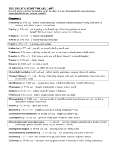 Great Gatsby Vocabulary (All Chapters) 2012