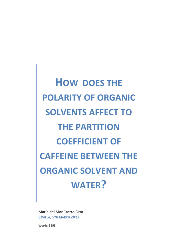 Polarity Chart Of Organic Solvents