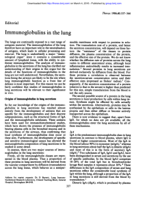 Immunoglobulins in the lung