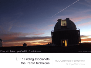 L11: Finding exoplanets the Transit technique