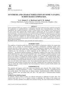 synthesis and characterization of some vanadyl schiff bases
