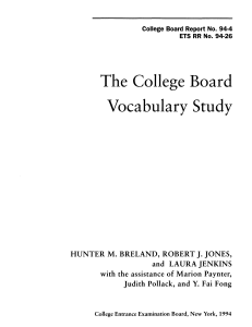 The College Board Vocabulary Study
