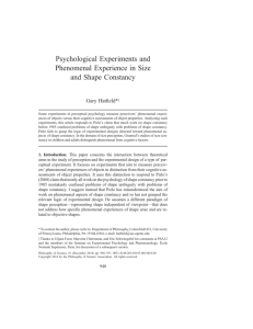 Psychological Experiments and Phenomenal