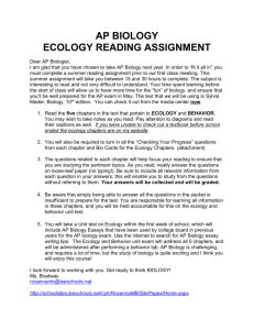 AP BIOLOGY ECOLOGY READING ASSIGNMENT
