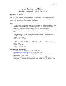 AP Biology Ecology Summer Assignment 2013