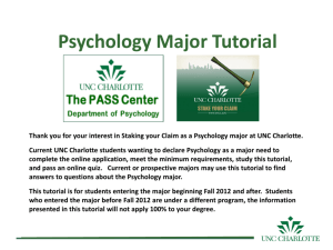 Psychology Major Tutorial - Department of Psychology