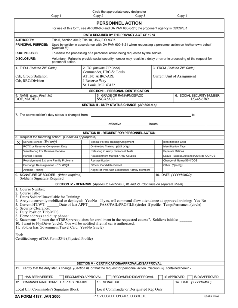 DA4187 Sample - Request Attendance at a