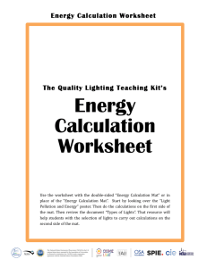 Energy Calculation Worksheet