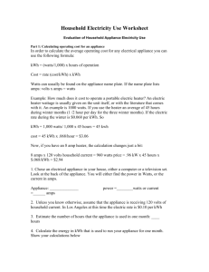 Household Electricity Use Worksheet - H