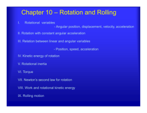 Chapter 10 – Rotation and Rolling