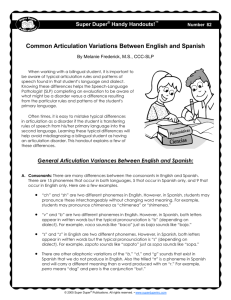 8: Common Articulation Variations Between English and Spanish