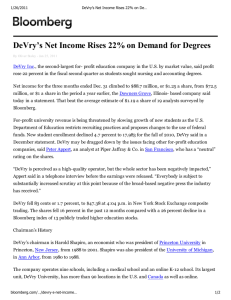 DeVry's Net Income Rises 22% on Demand for Degrees