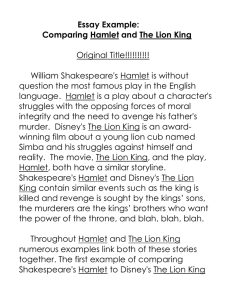 Essay Example: Comparing Hamlet and The Lion King Original Title