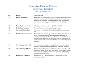 Campaign Finance Reform Historical Timeline - CT