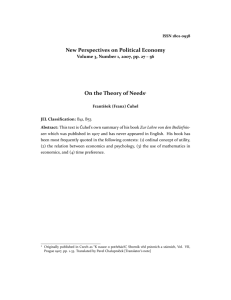 On the Theory of Needs - PCPE—Prague Conference on Political