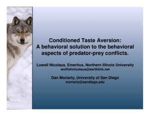 Conditioned Taste Aversion: A behavioral solution to the behavioral