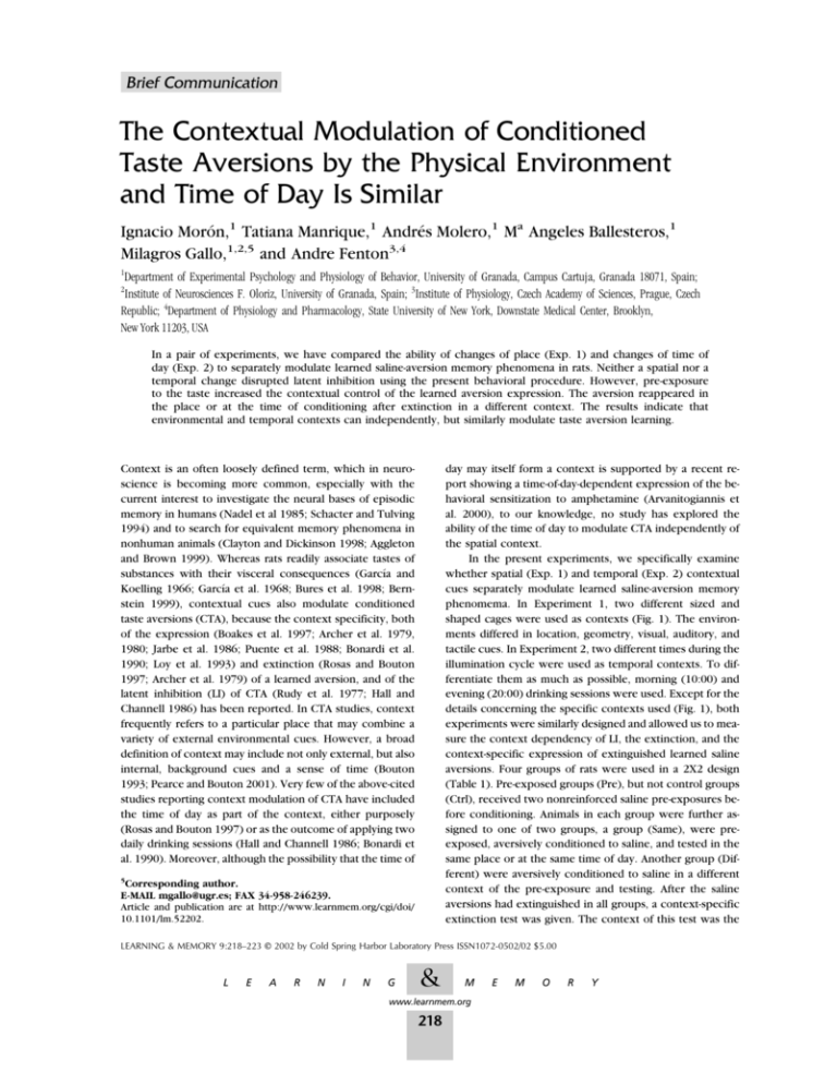 the-contextual-modulation-of-conditioned-taste-aversions-by-the