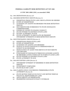 FEDERAL LIABILITY RISK RETENTION ACT OF 1986 15 USC 3901