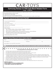 Samsung Galaxy S 5$50 Cash Back Rebate Form