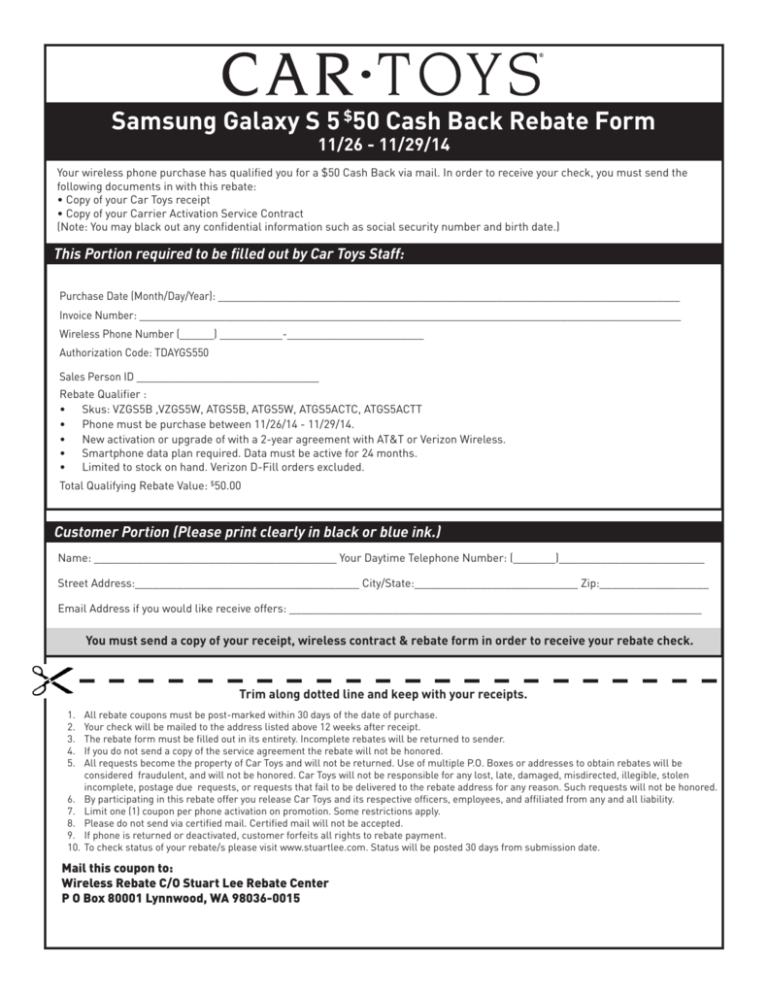 Costco Samsung Galaxy S5 Rebate Form