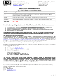 MD Students Communicable Disease Prevention Form