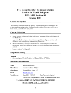 FIU Department of Religious Studies Studies in World Religions