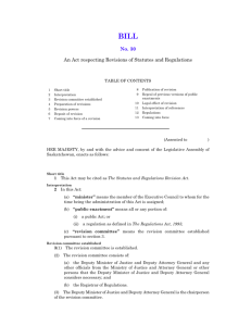 Statutes and Regulations Revision Act