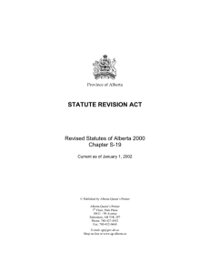 statute revision act - Alberta Queen's Printer