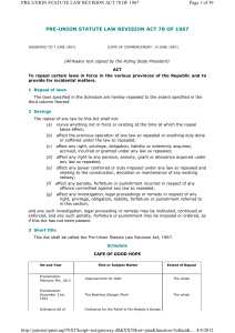 PRE-UNION STATUTE LAW REVISION ACT 78 OF 1967 Page 1 of