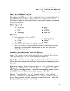 Lab 1: Mineral Identification Property Descriptions and Testing